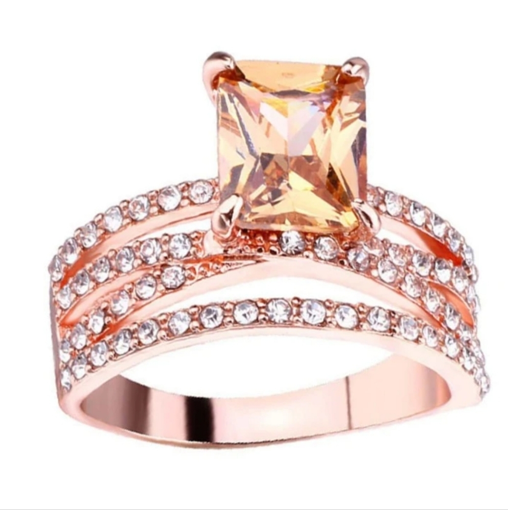 🔥🔥BACK IN STOCK🔥🔥Sparkling Morganite Women's Rose Gold Plated Winding Ring - Picture 9 of 16